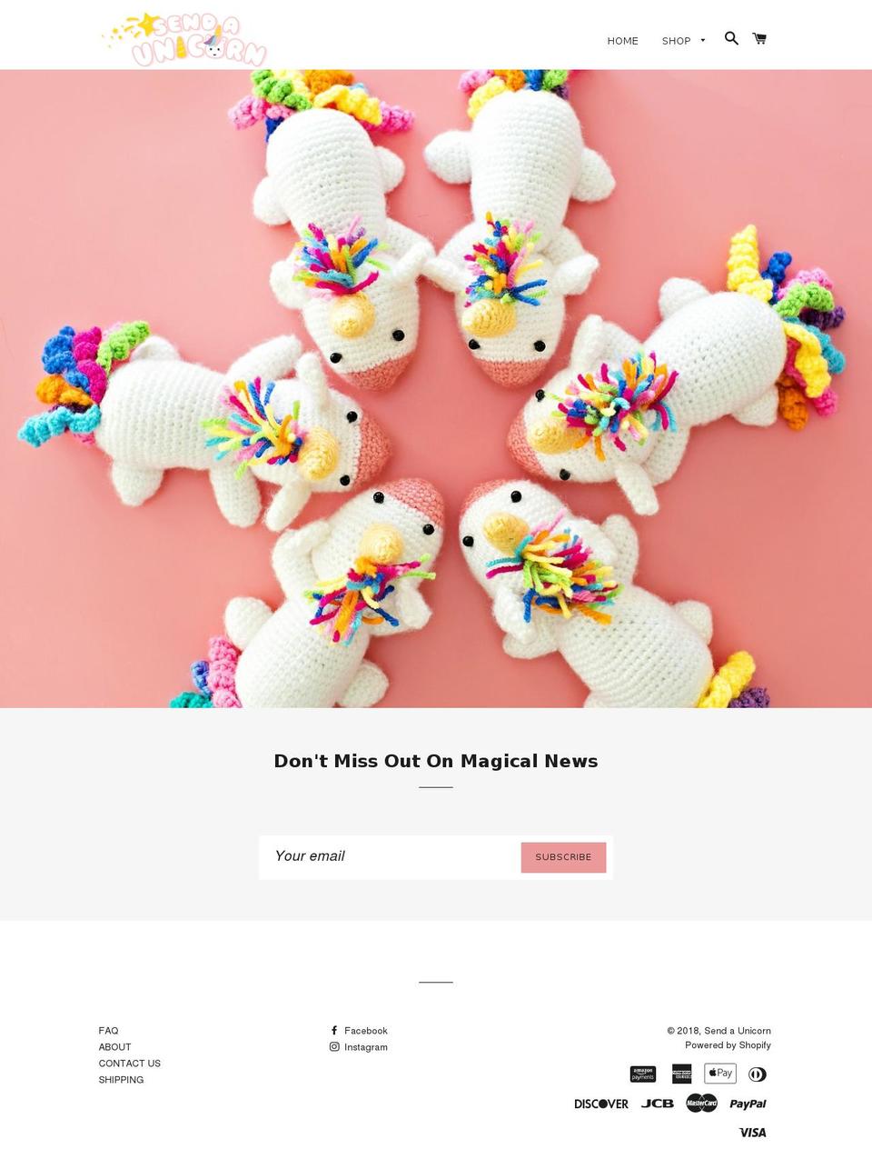 sendaunicorn.com shopify website screenshot