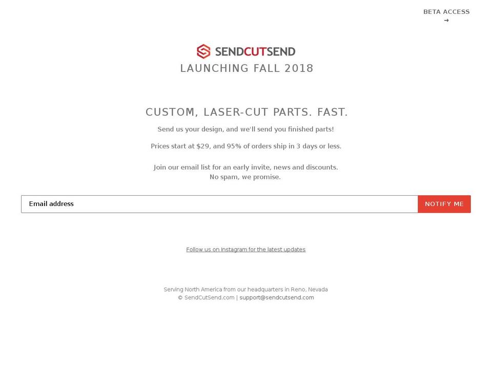 sendcutsend.com — Shopify storefront screenshot