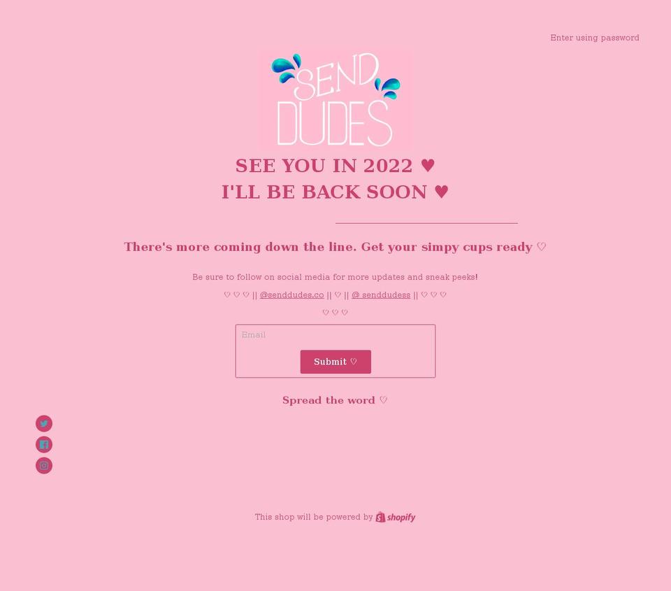 senddudes.co shopify website screenshot