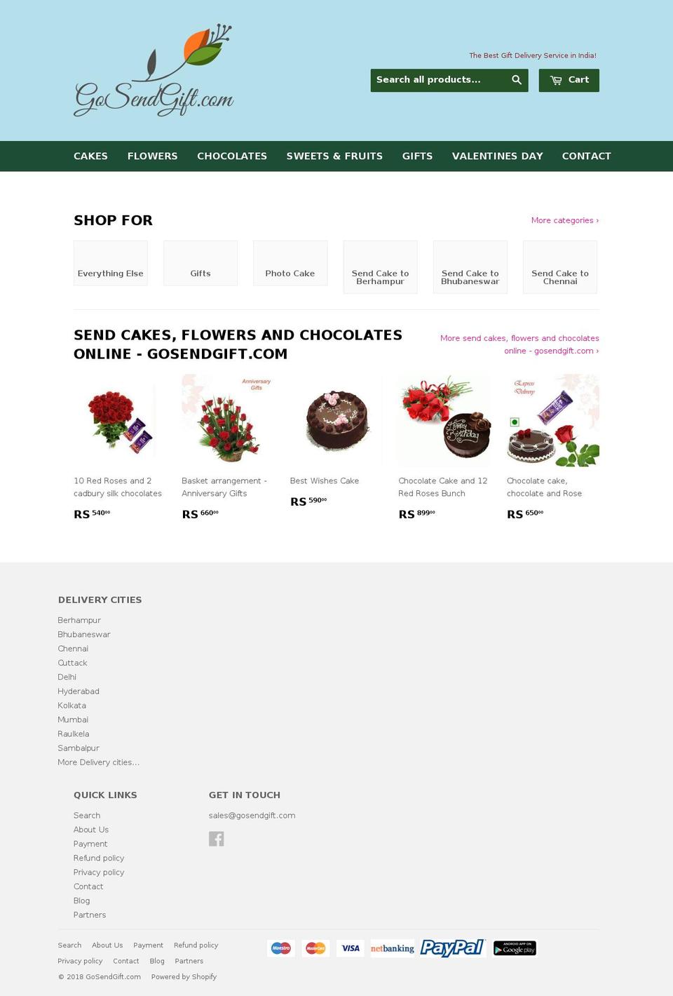 sendgiftbhubaneswar.com — Shopify storefront screenshot