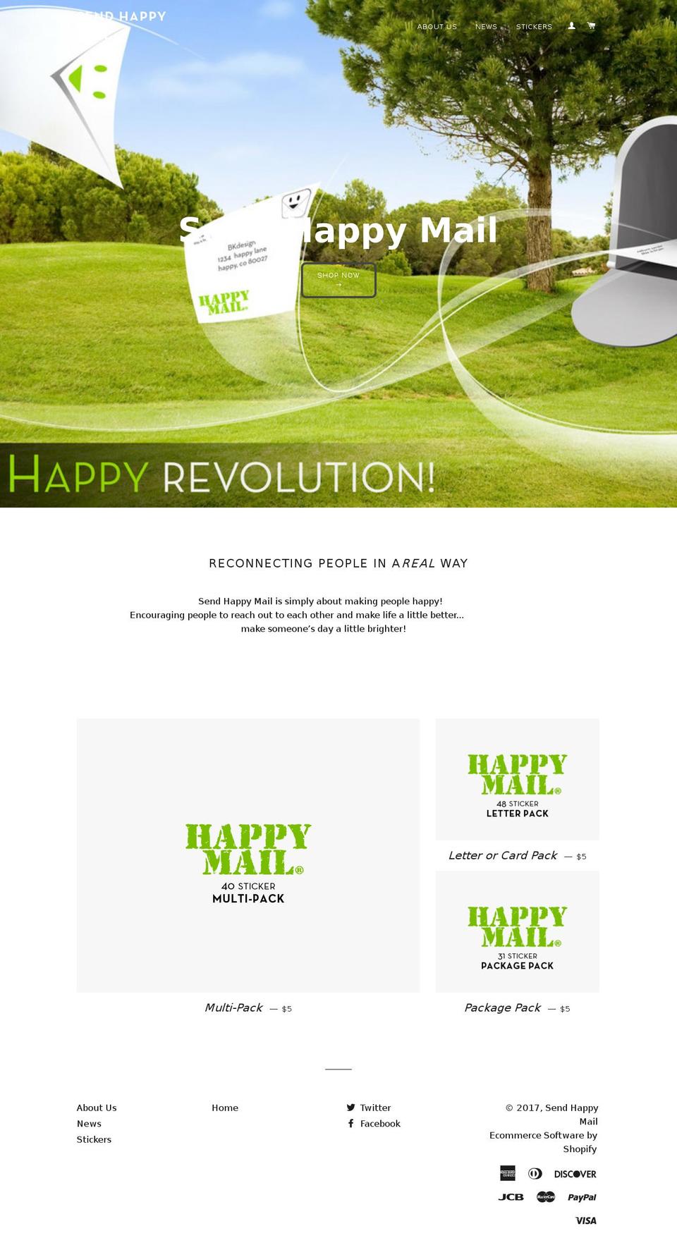 sendhappymailnow.com shopify website screenshot