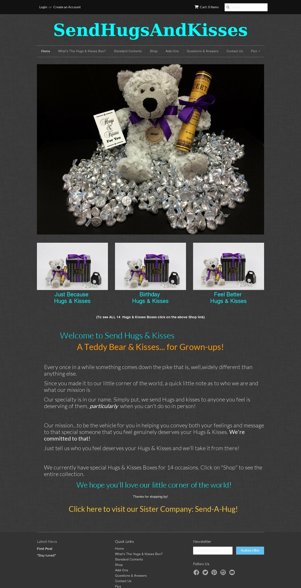 sendhugsandkisses.myshopify.com shopify website screenshot