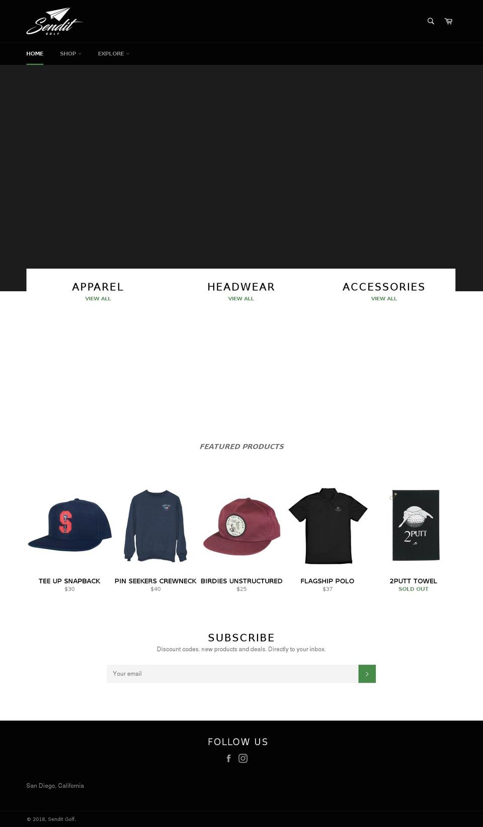 senditgolf.com — Shopify storefront screenshot