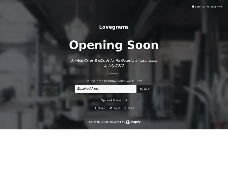 sendlovegrams.com — Shopify storefront screenshot