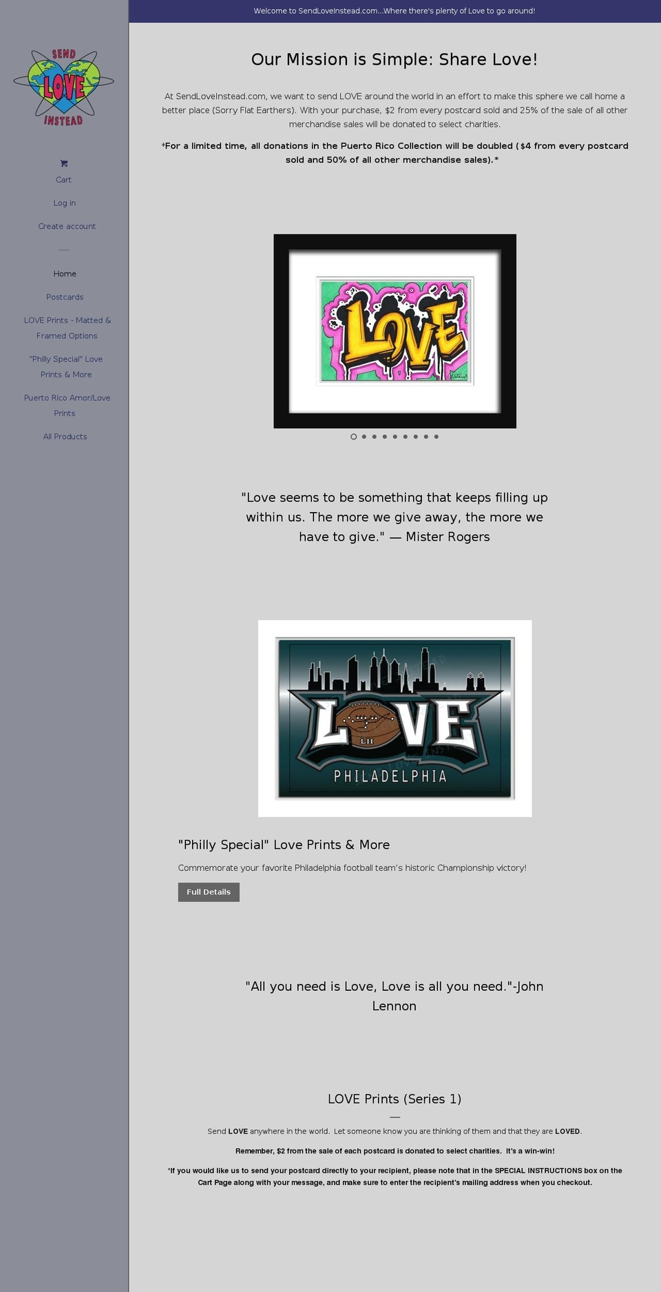 sendloveinstead.com — Shopify storefront screenshot