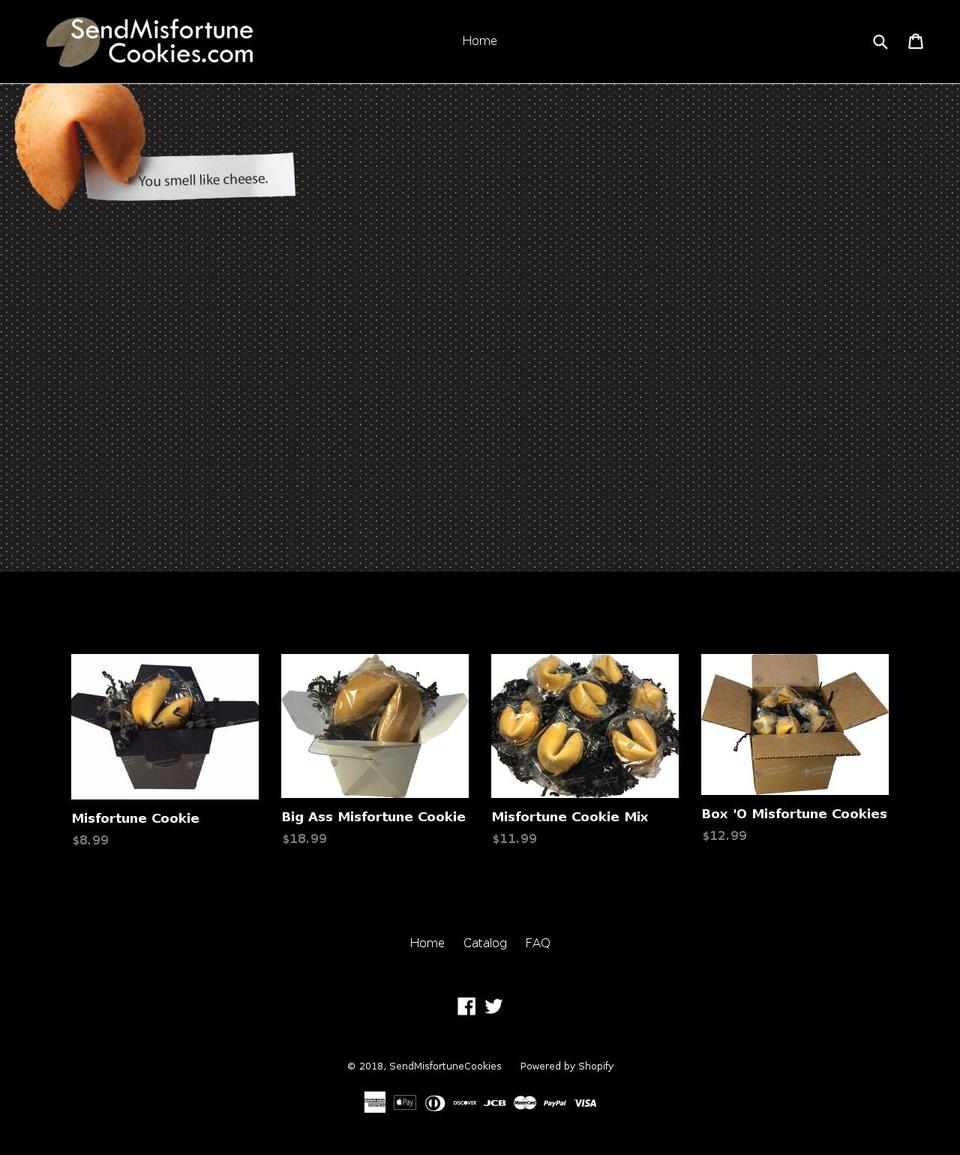 sendmisfortunecookies.net shopify website screenshot