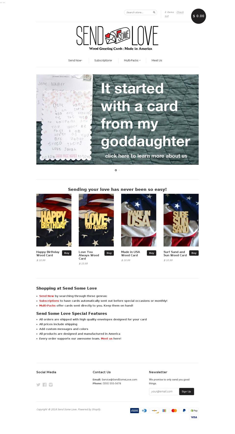 sendsomelove.com — Shopify storefront screenshot