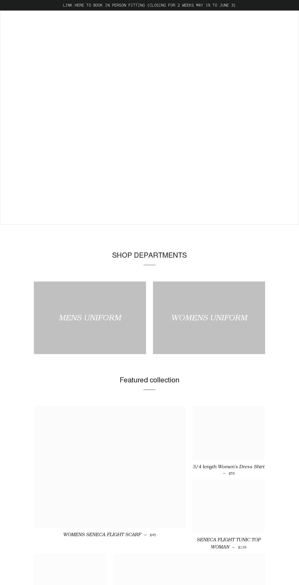 senecaflightshop.com shopify website screenshot