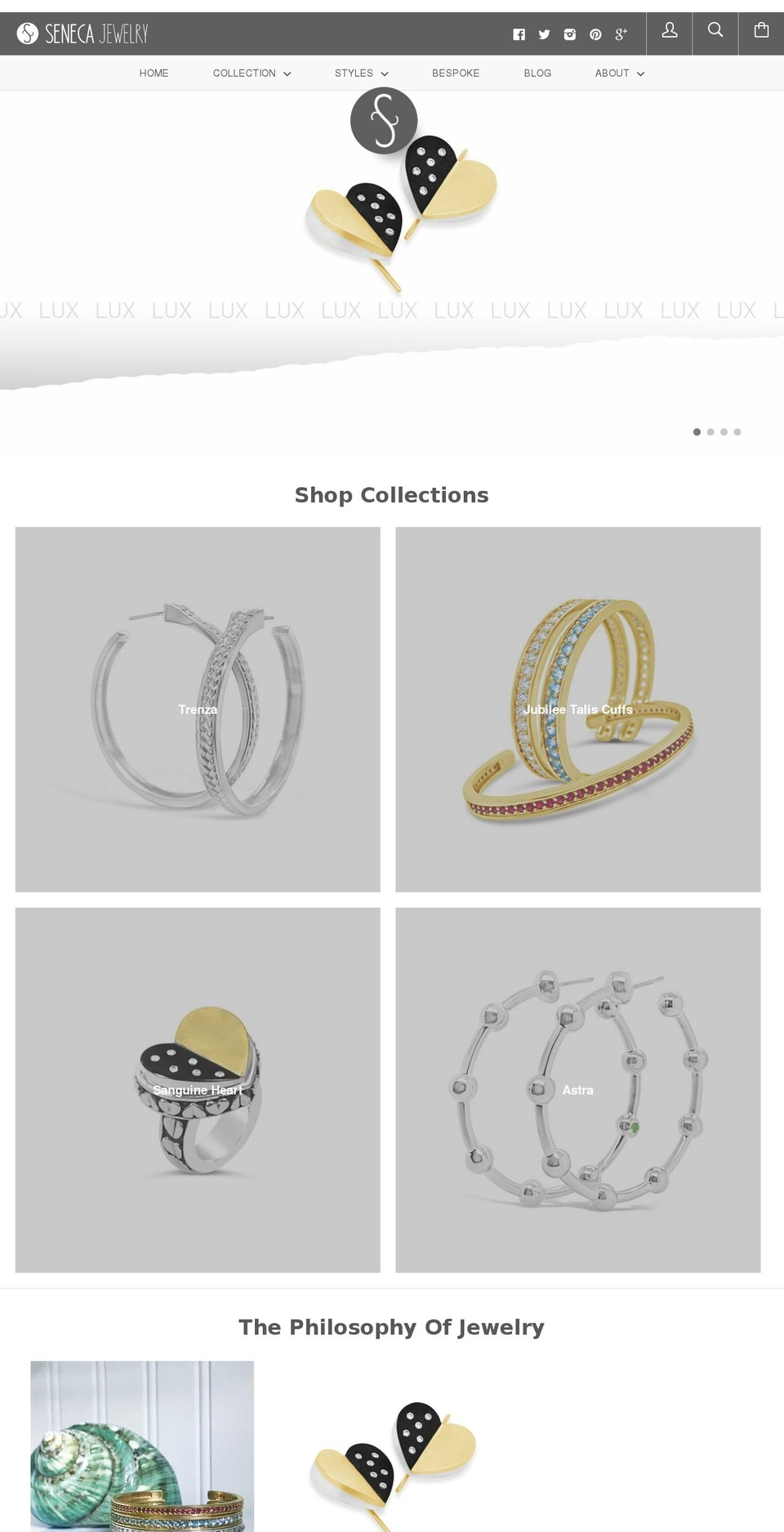 senecajewelry.com — Shopify storefront screenshot