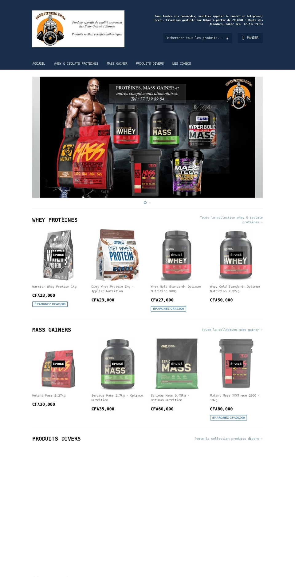 senefitness-shop.com shopify website screenshot