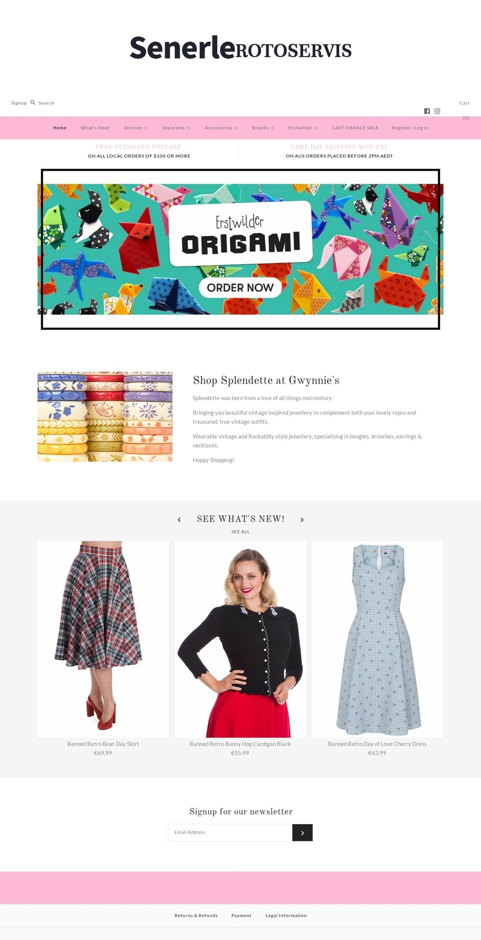 senerlerotoservis.com shopify website screenshot