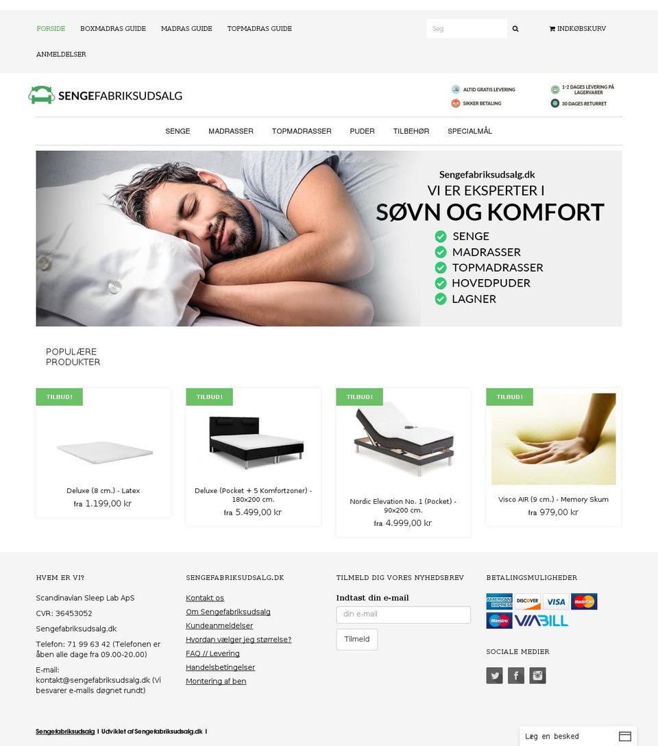 Default - Version  - free products Shopify theme site example sengefabriksudsalg.dk