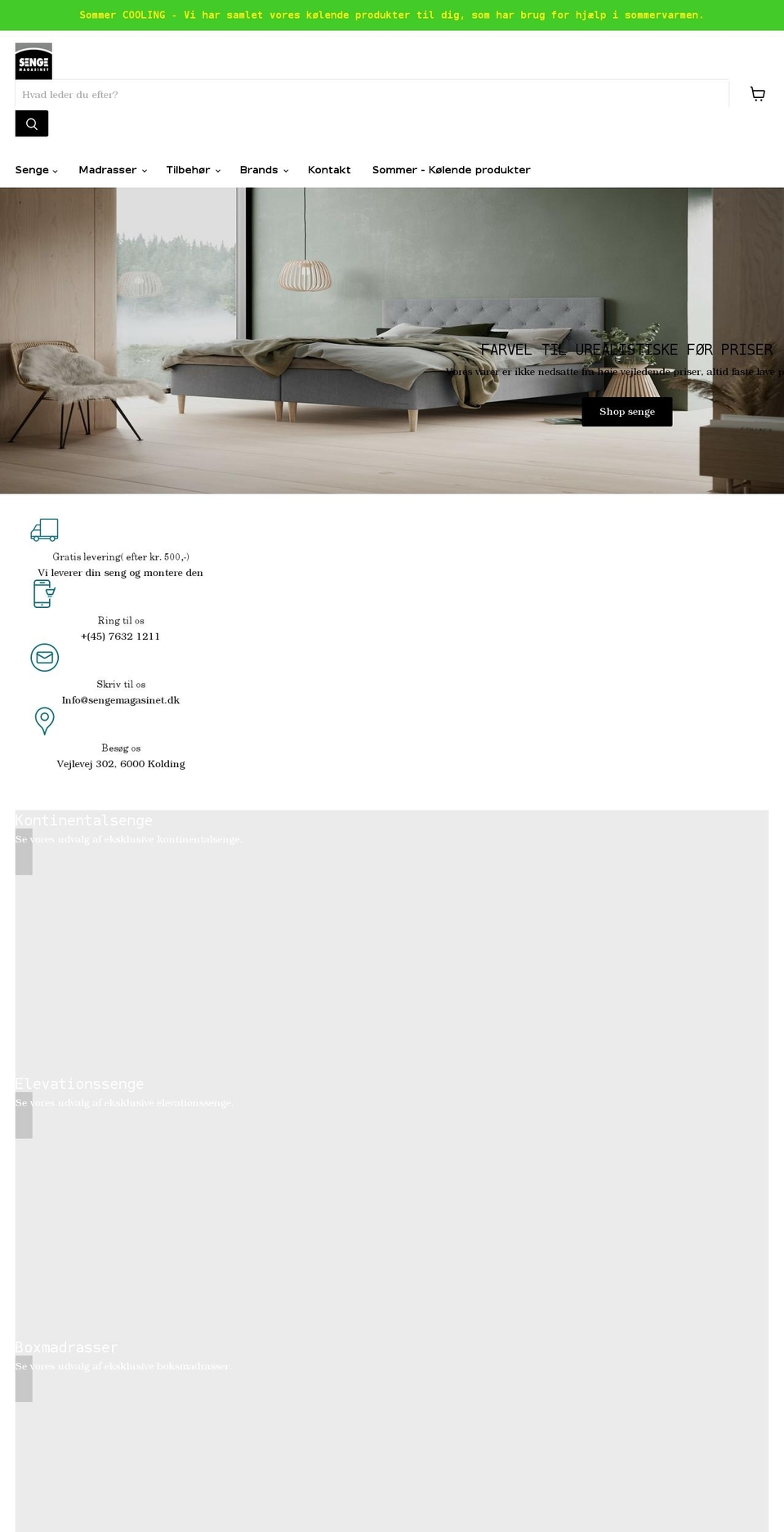 sengemagasinet.dk shopify website screenshot
