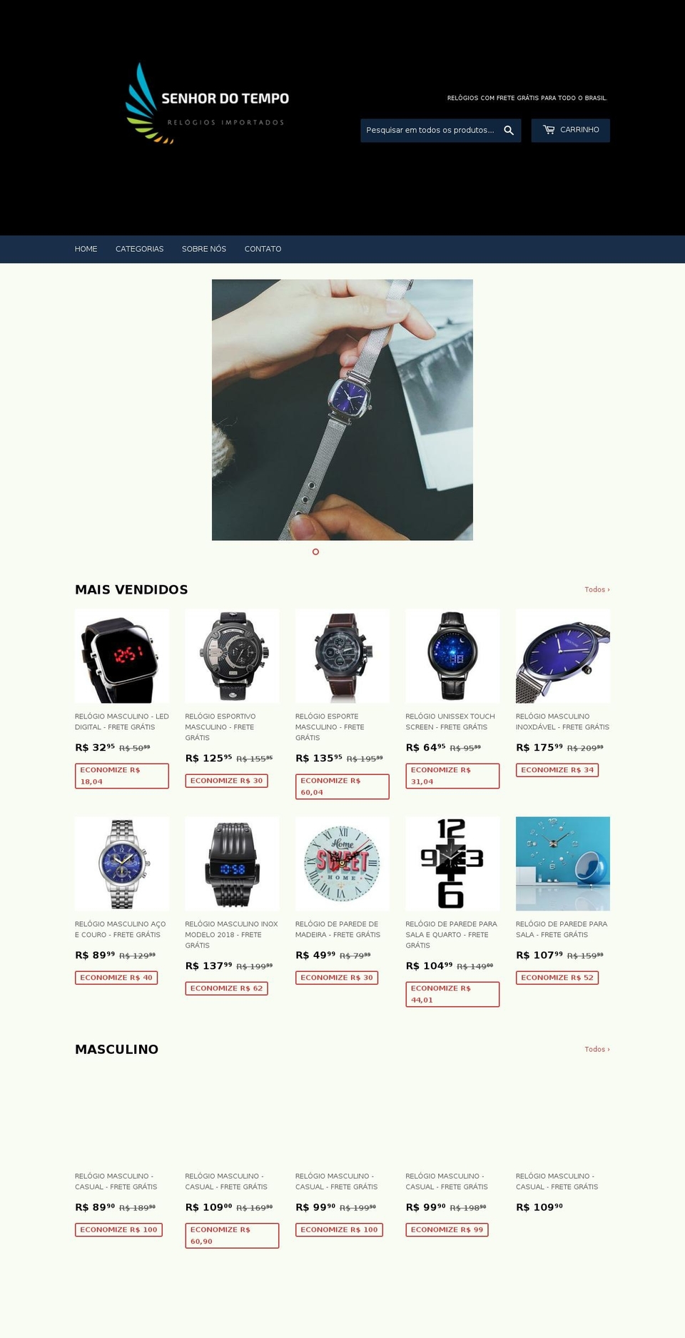 senhordotempo.com — Shopify storefront screenshot