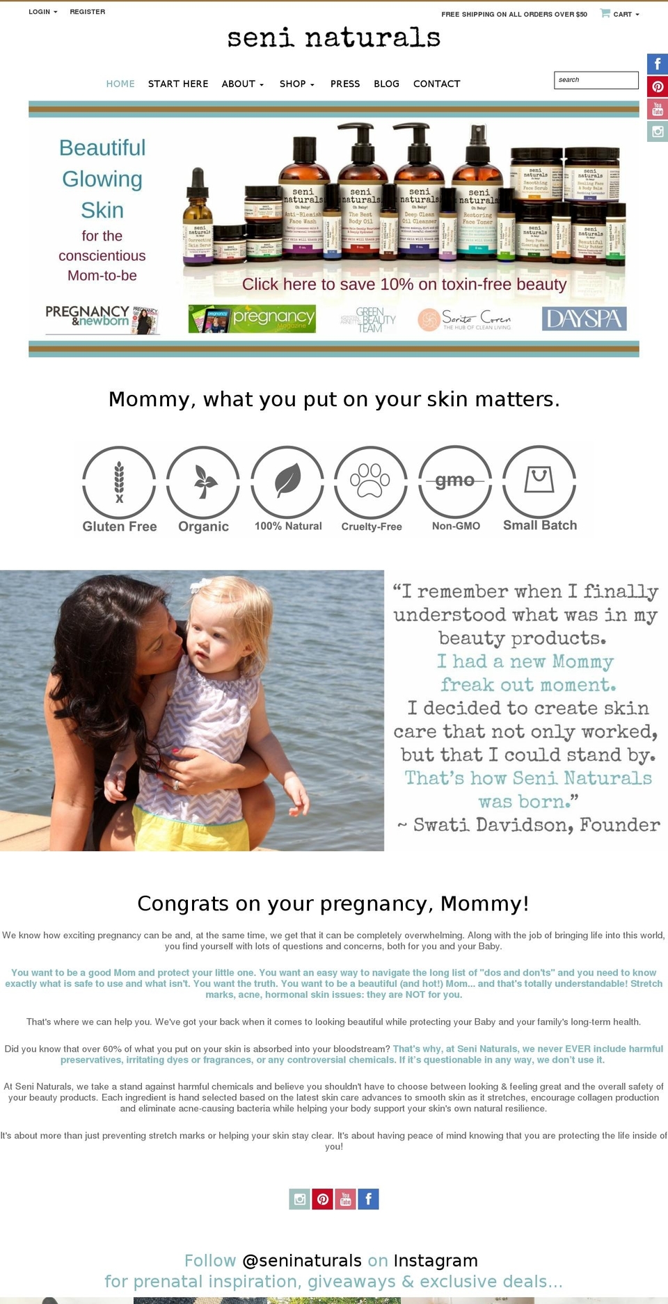 seninaturals.com — Shopify storefront screenshot