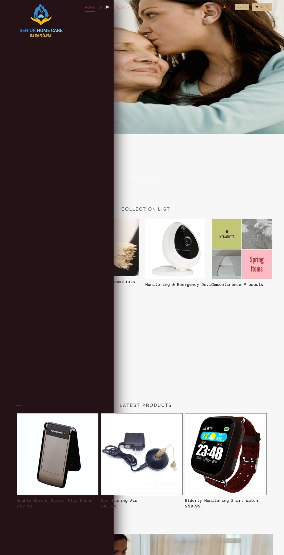 seniorhomecareessentials.com — Shopify storefront screenshot