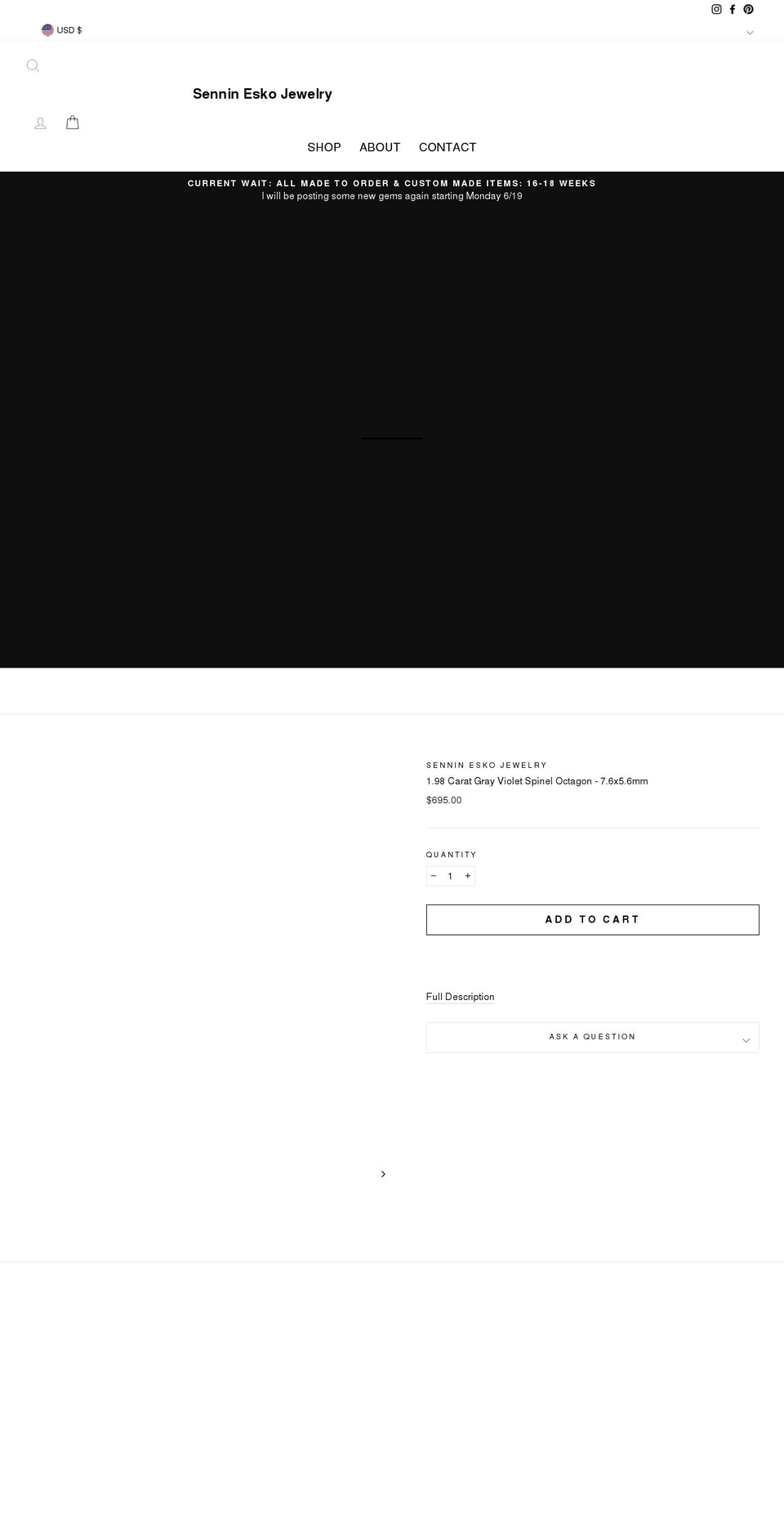 sennineskojewelry.com shopify website screenshot