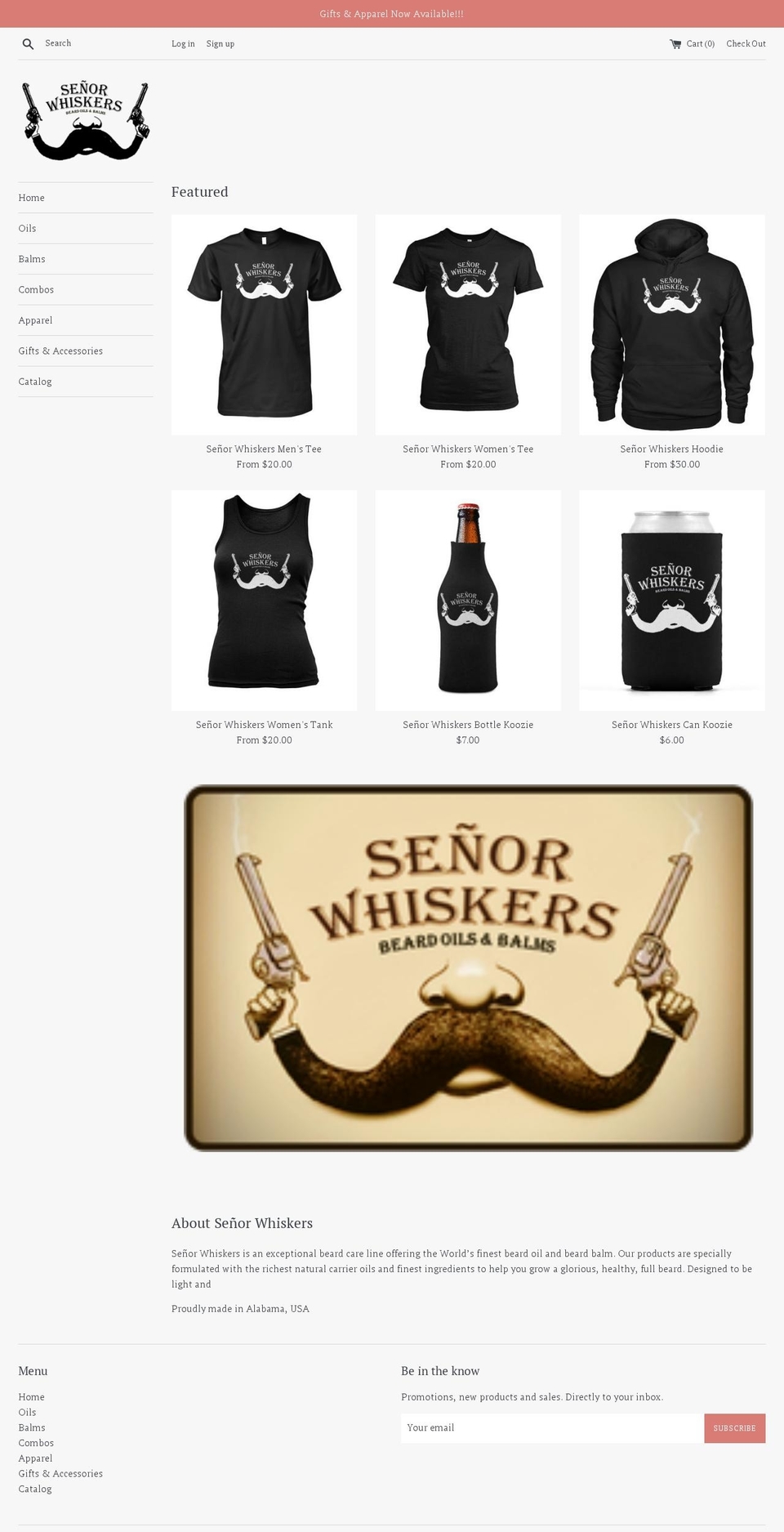 senorwhiskers.com shopify website screenshot