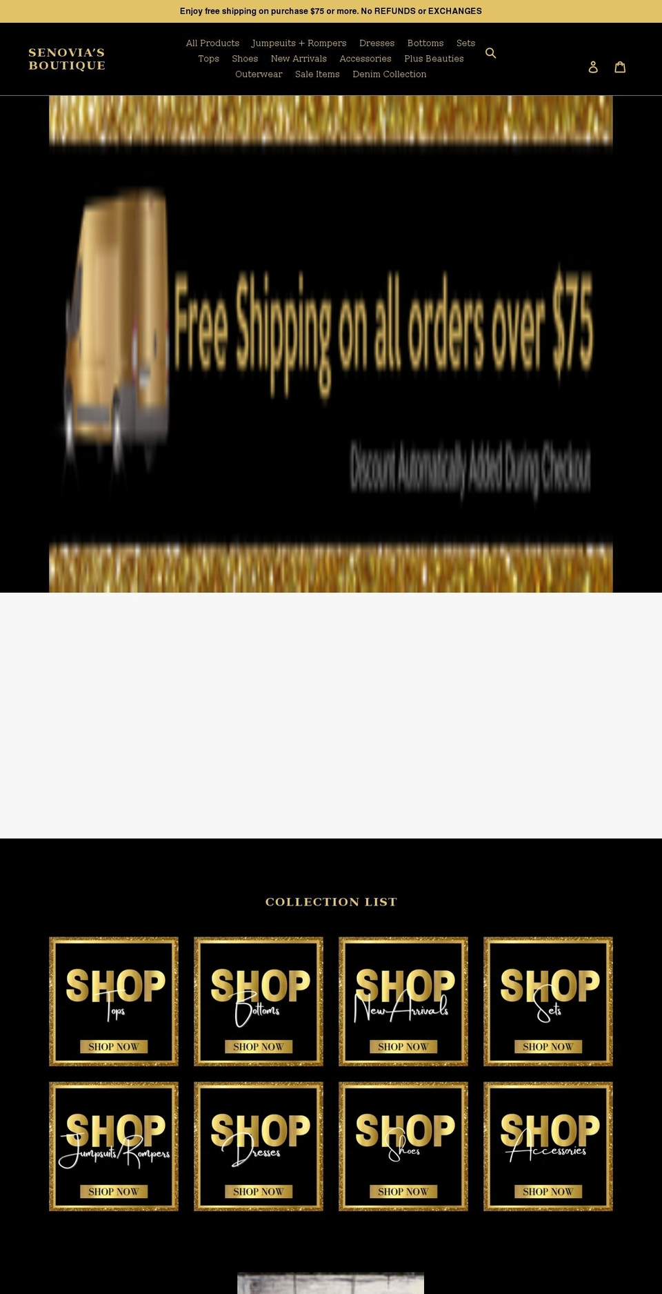 senoviasboutique.com shopify website screenshot