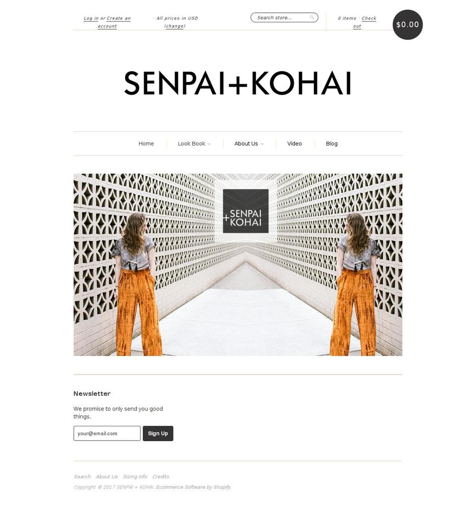 senpaikohai.com shopify website screenshot