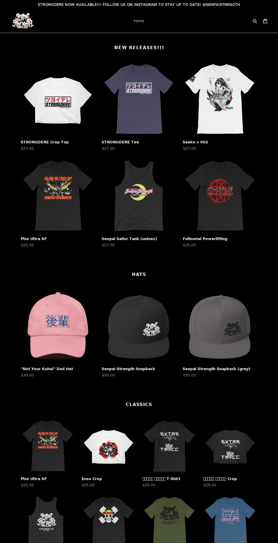 senpaistrength.com — Shopify storefront screenshot