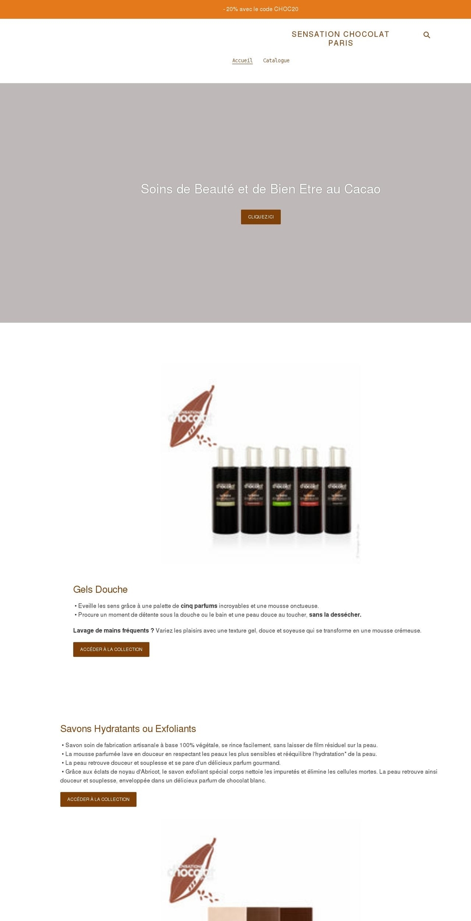 sensation-chocolat-beaute-au-cacao.myshopify.com shopify website screenshot