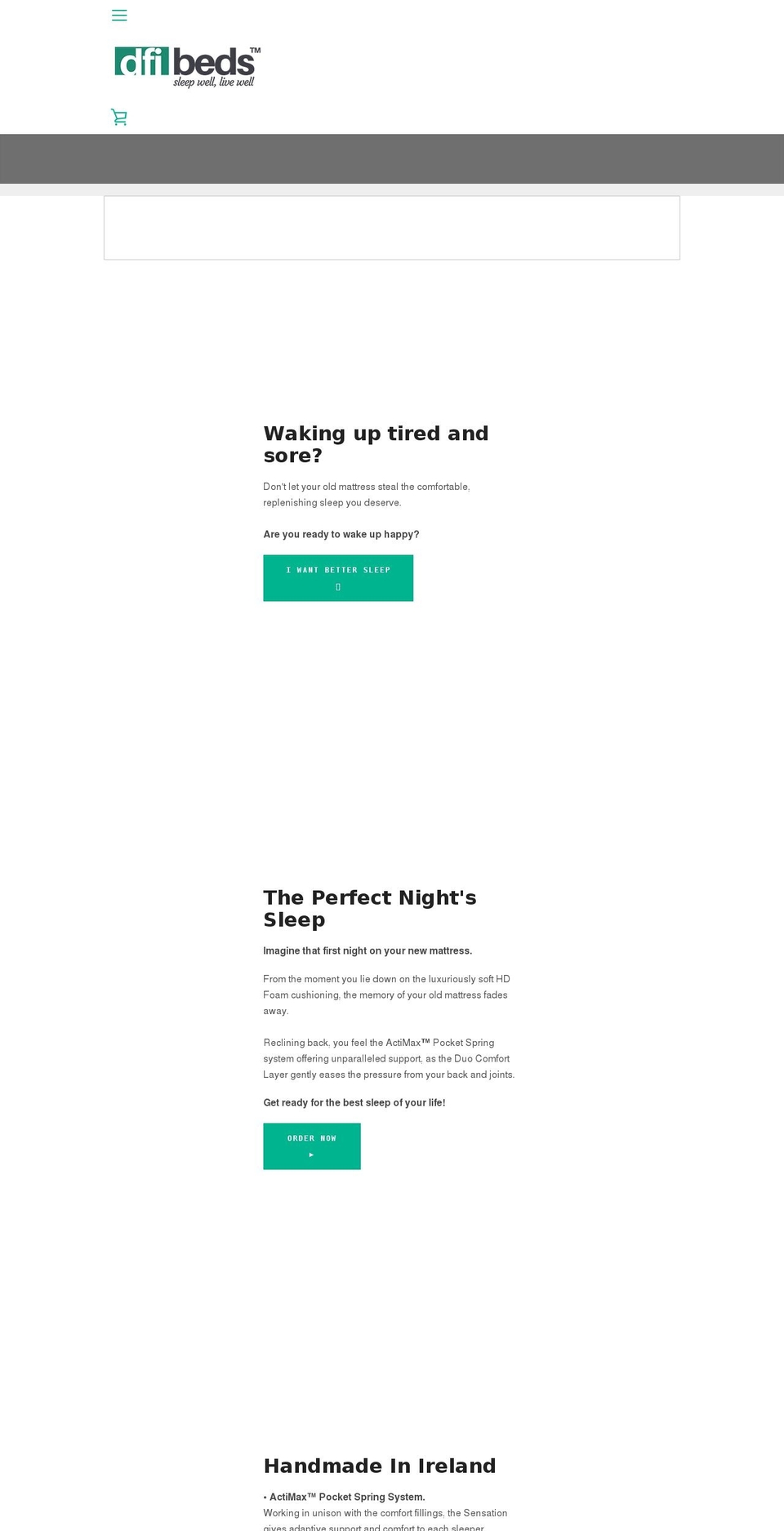 sensationmattress.com shopify website screenshot