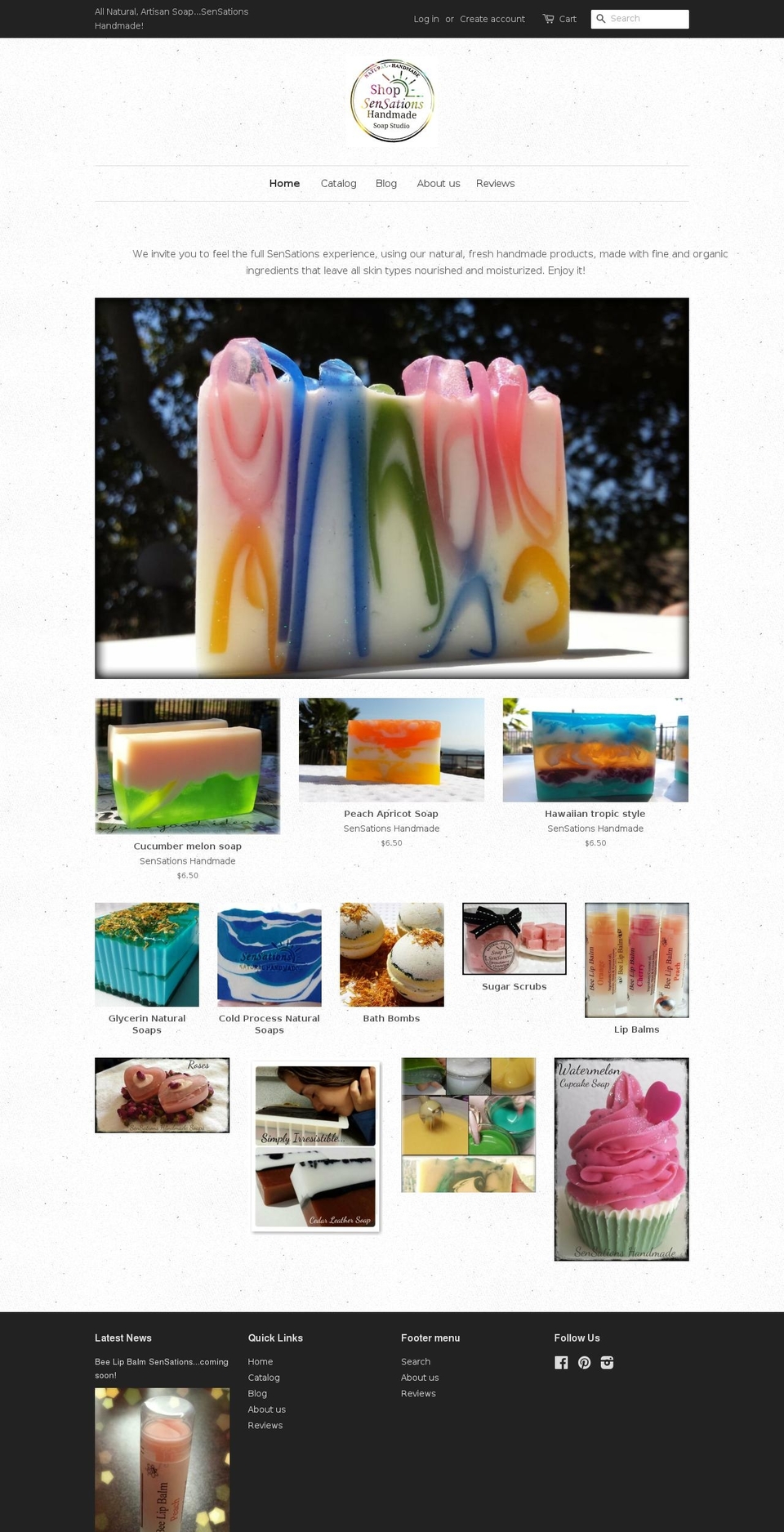 sensationshandmade.com shopify website screenshot