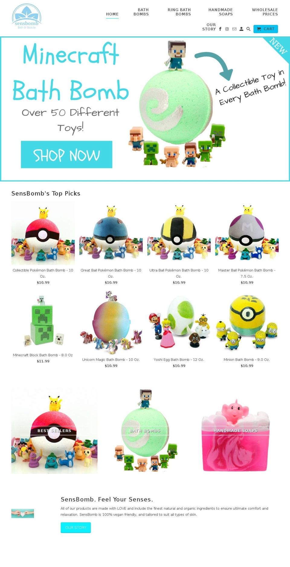 sensbomb.com shopify website screenshot