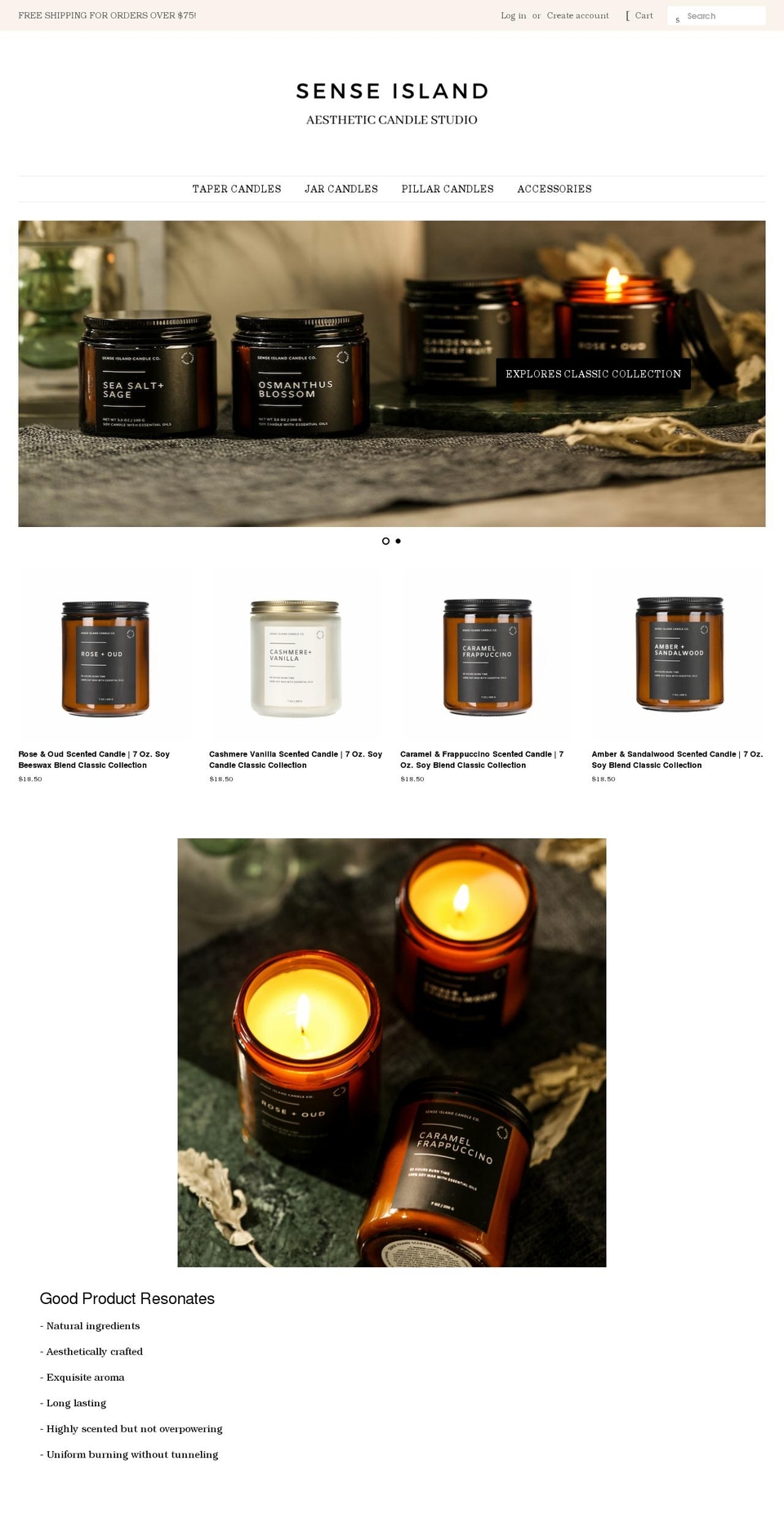 sense-island.com shopify website screenshot