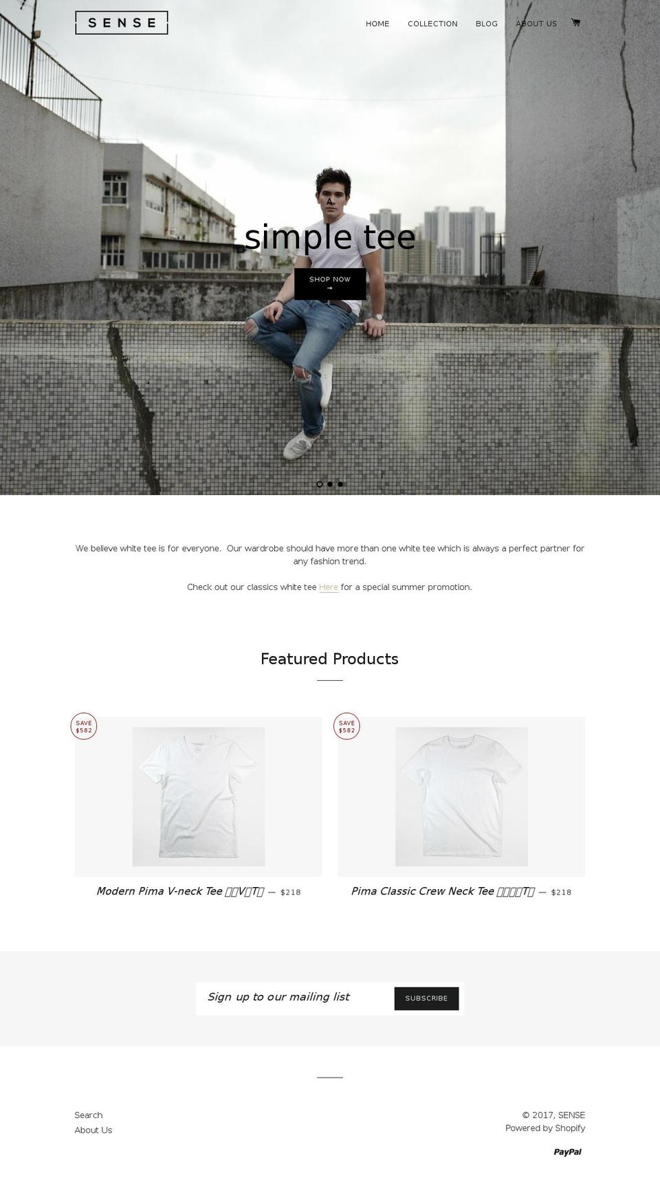 sense101.com shopify website screenshot