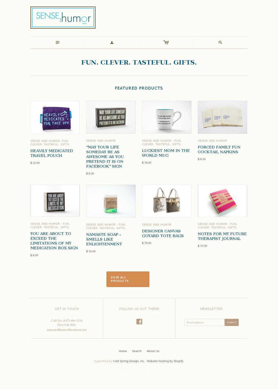 senseandhumor.com shopify website screenshot