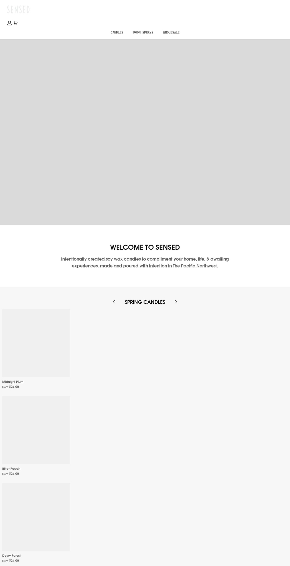 Winter Shopify theme site example sensedcandles.com