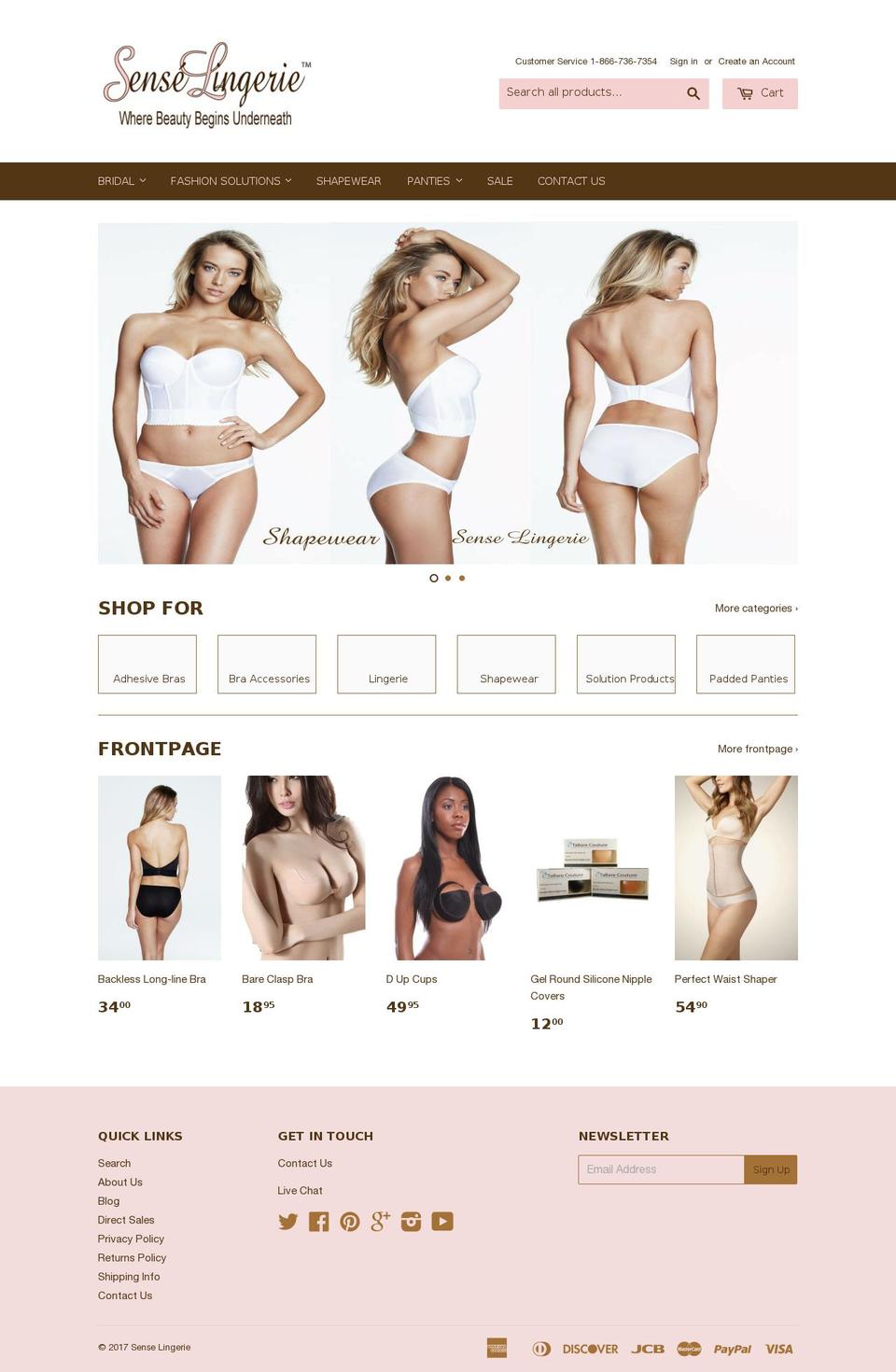 senselingerie.com shopify website screenshot