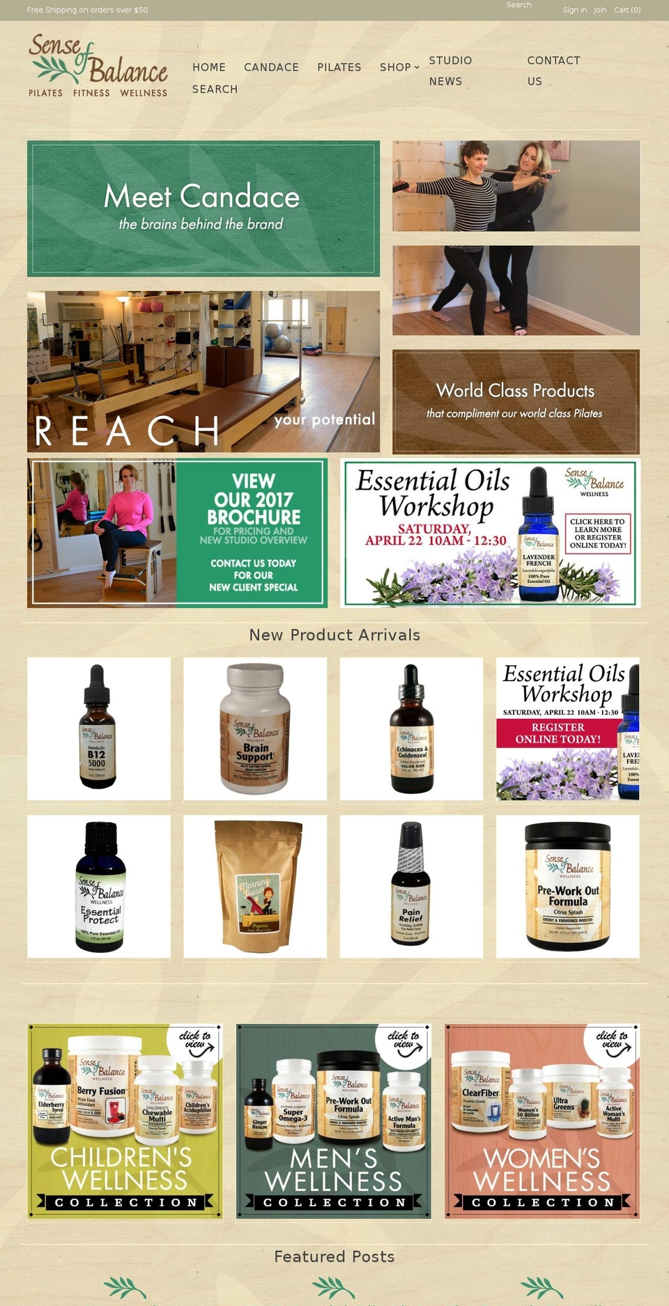 senseofbalancepilates.com shopify website screenshot