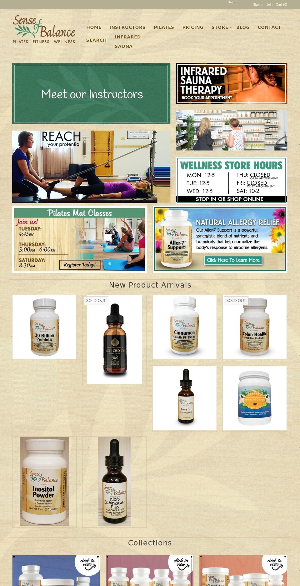senseofbalancewellness.com shopify website screenshot