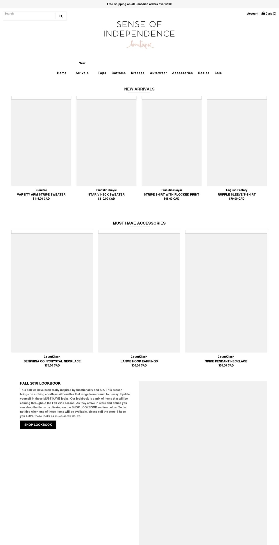 senseofindependence.com shopify website screenshot