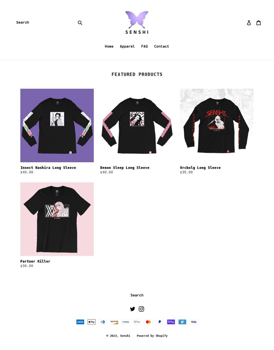 senshi.us shopify website screenshot