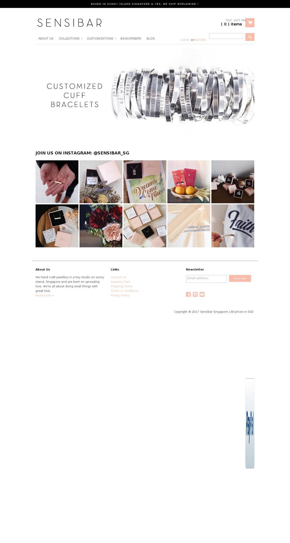 sensibar-sg.com shopify website screenshot