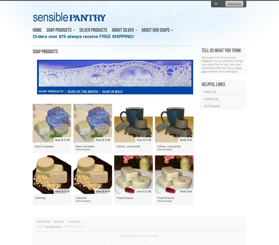 sensiblesoaps.com shopify website screenshot