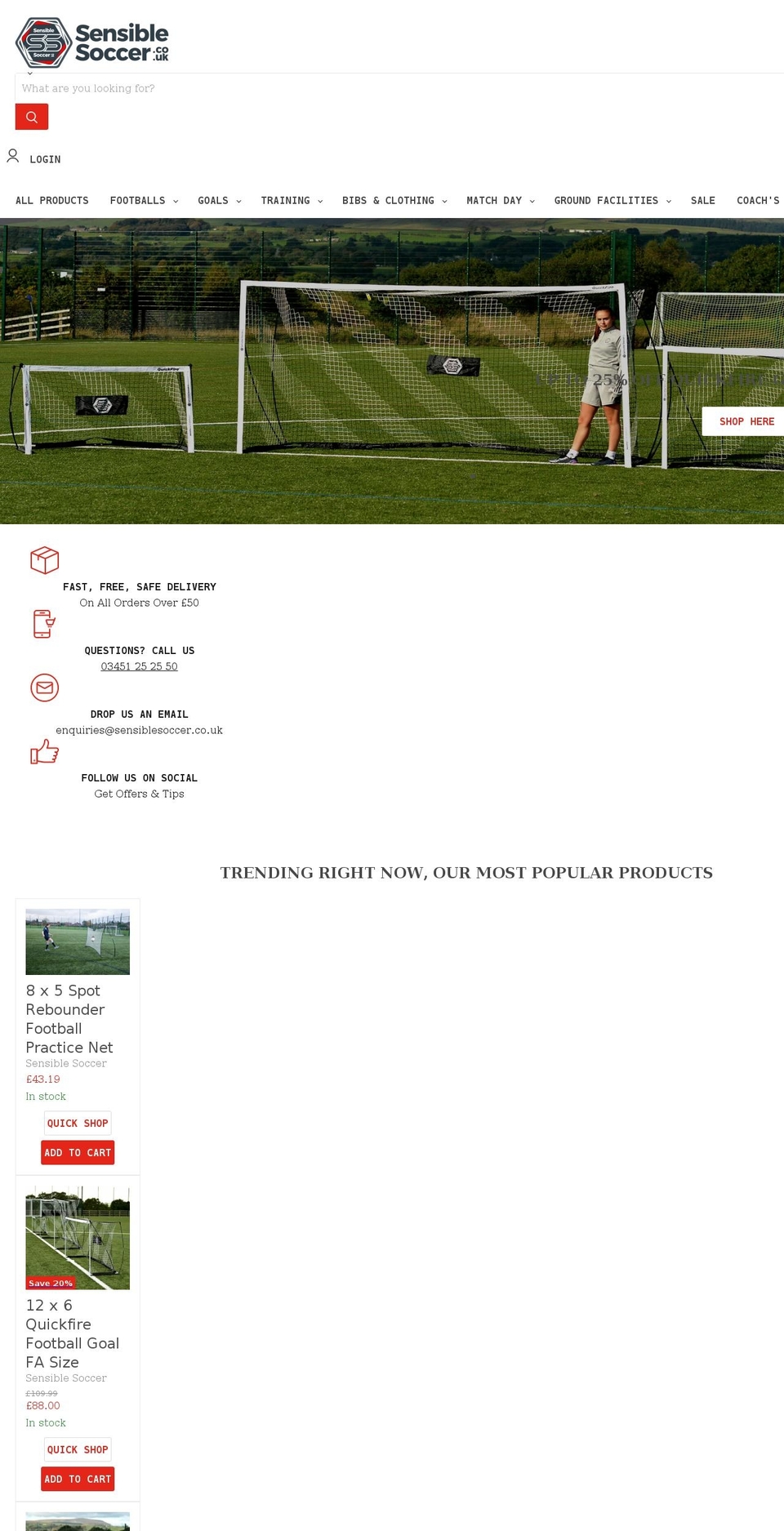sensiblesoccer.co.uk shopify website screenshot