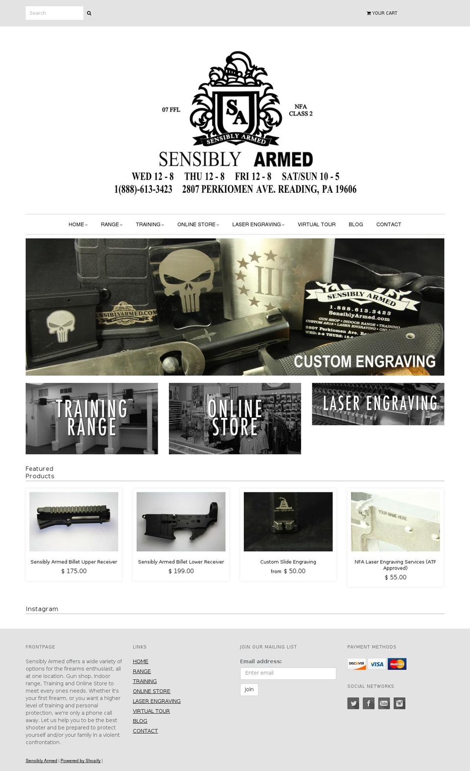 sensiblyarmed.com shopify website screenshot