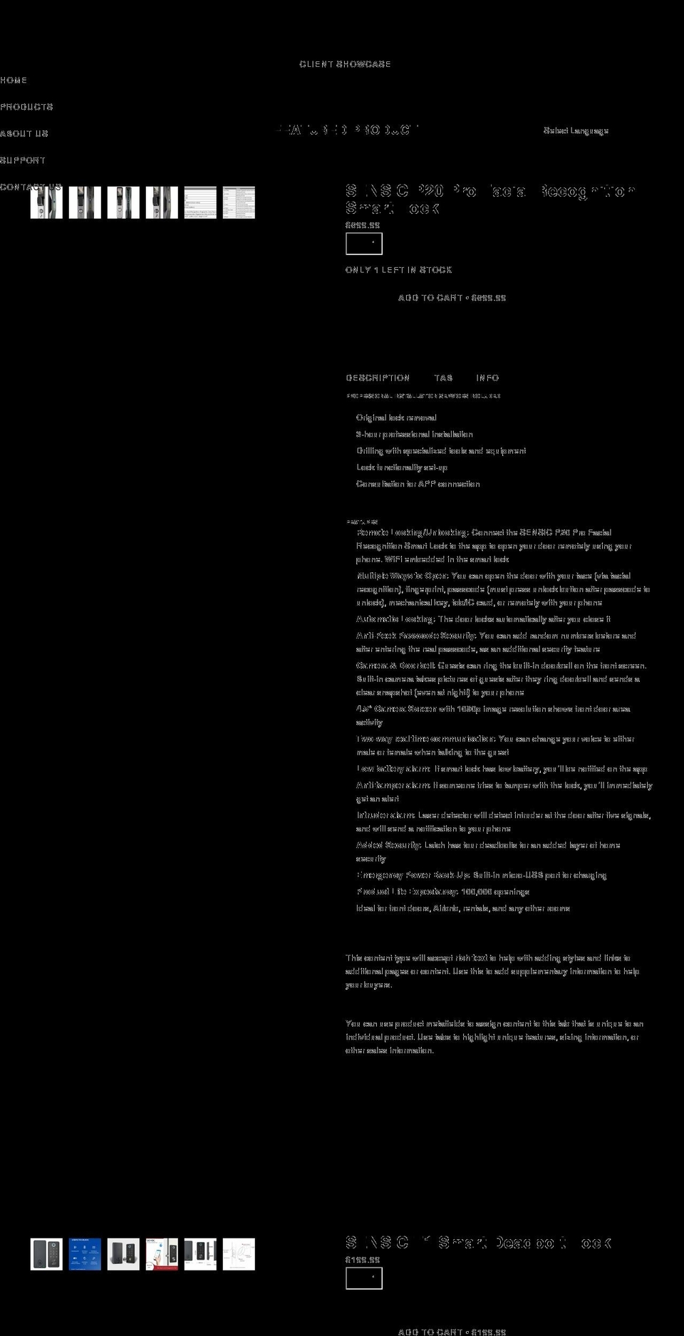 sensictech.com shopify website screenshot