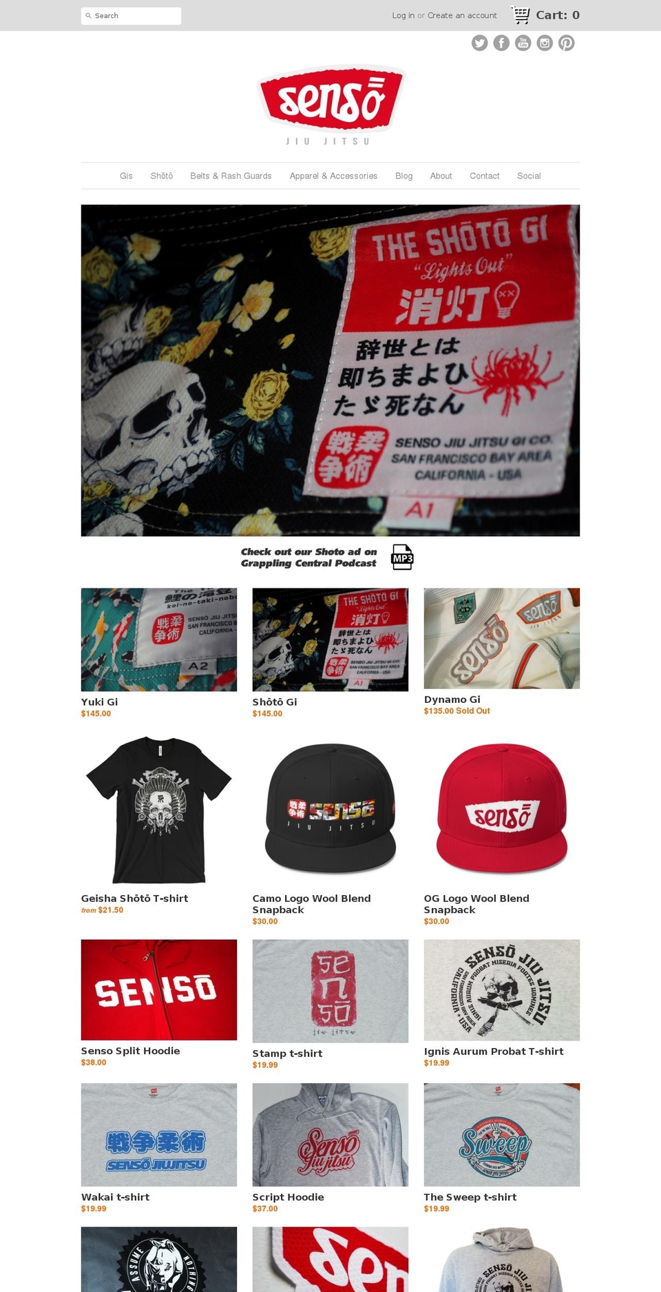 sensobjj.com shopify website screenshot