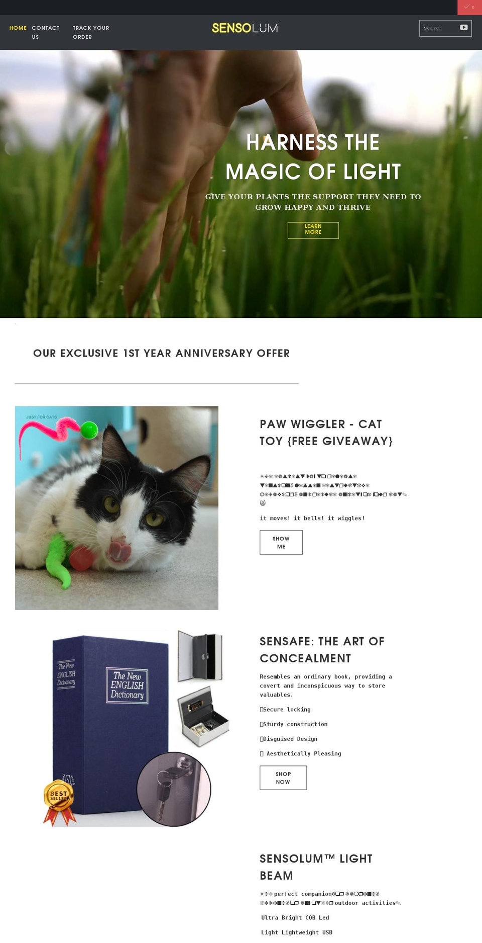 sensolum.com shopify website screenshot