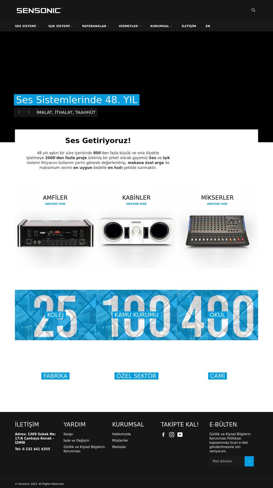 sensonic.com.tr shopify website screenshot
