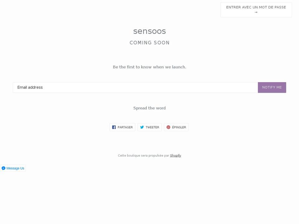 sensoos.com — Shopify storefront screenshot
