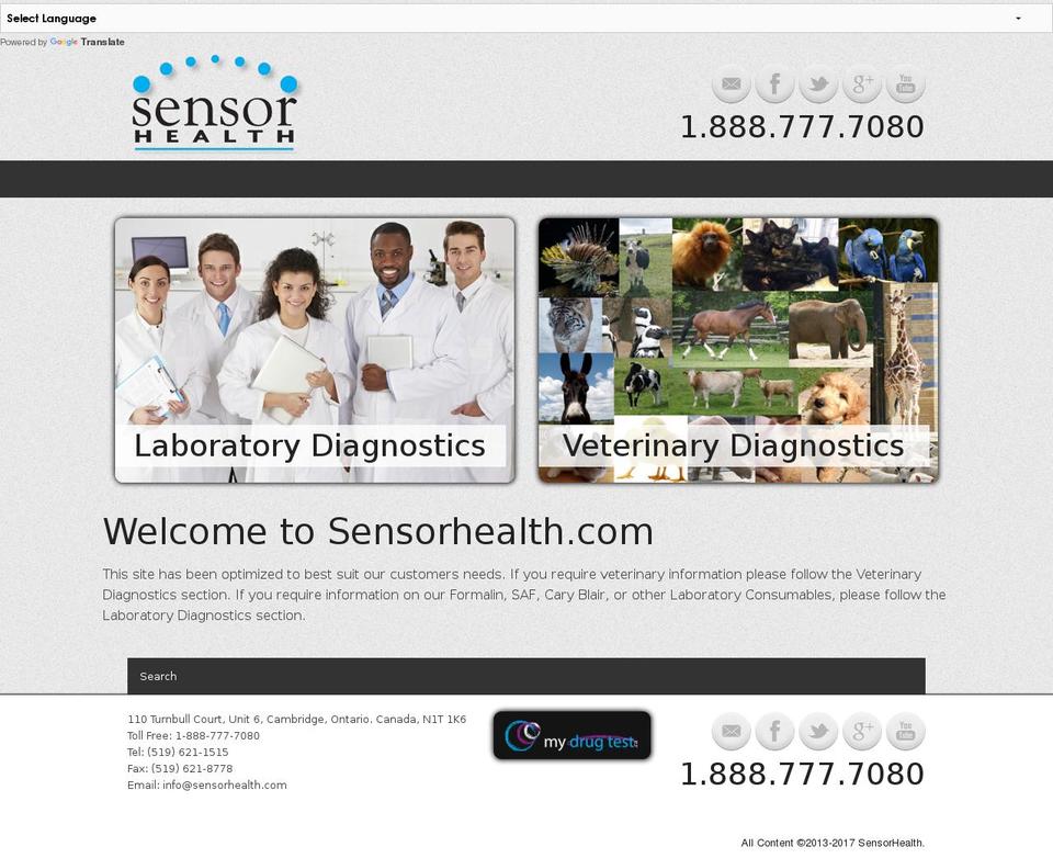 sensortheme Shopify theme site example sensorhealthvet.com