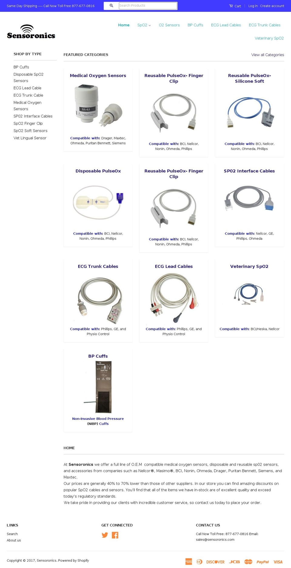 sensoronics.com shopify website screenshot