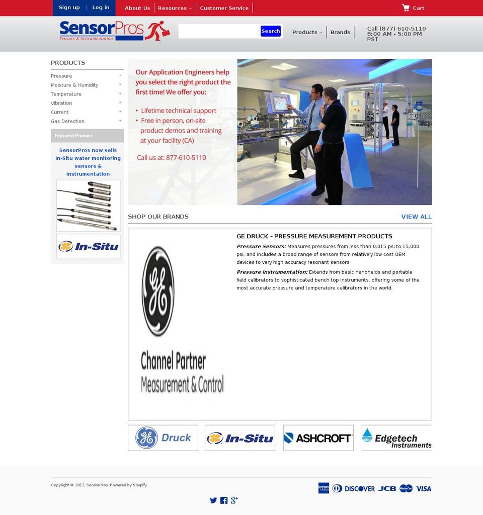 sensorpros.com shopify website screenshot